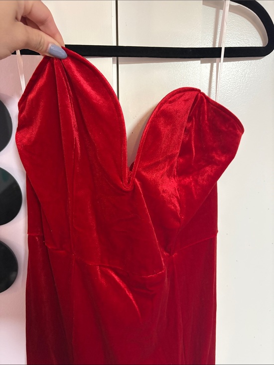 Dresses & Skirts - Red Velvet Strapless Evening Dress